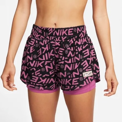 Short Nike Dri-fit One 2in1 Feminino Pink E Preto Uni-Sport